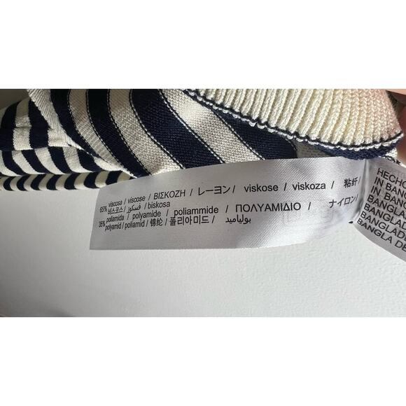 Zara Womens Navy Striped Nautical Long Sleeve Size Small Knit Crop Sweater EUC - Picture 12 of 14